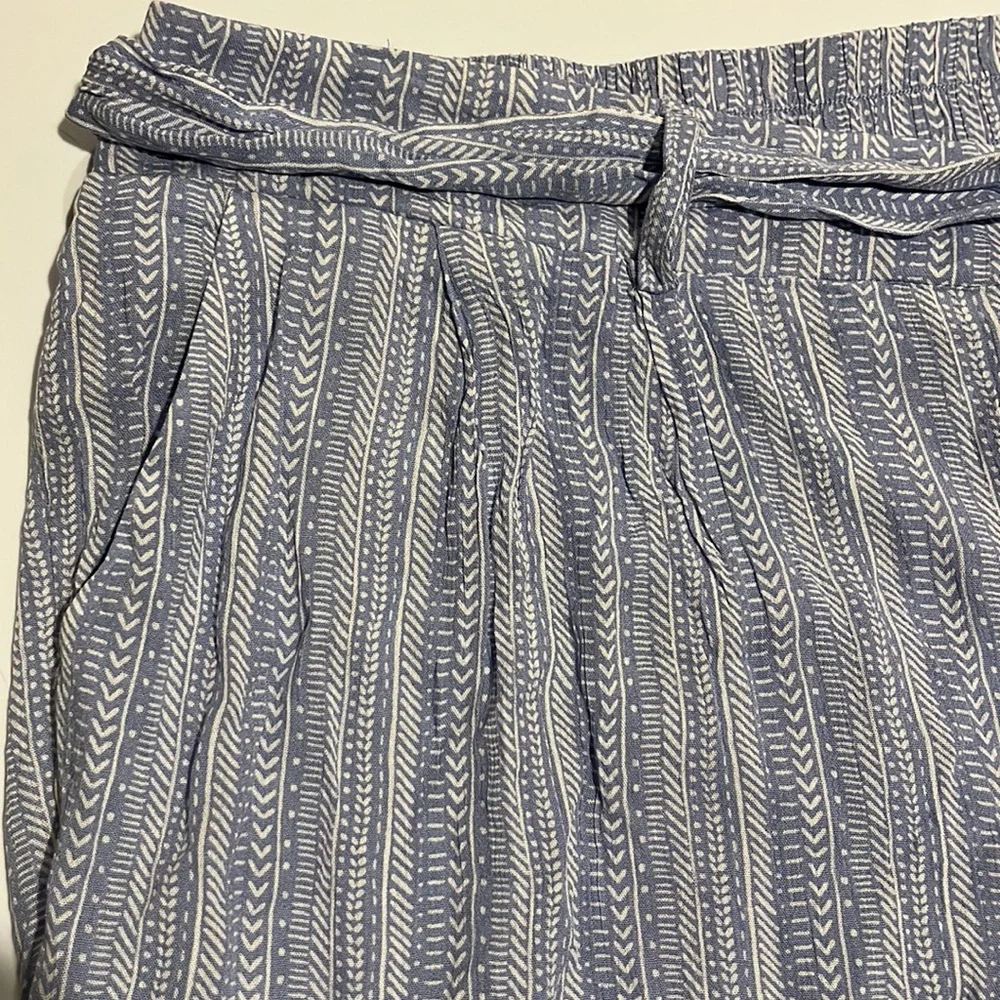 NWT Torrid 3 - light blue boho vertical stripe, gauze, wide leg, belted pants - Picture 7 of 13